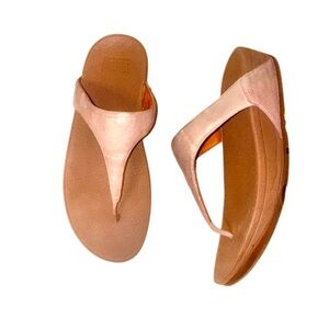 FITFLOP BRAND LULU SPARKLE nude sandals women’s flip flops size 9